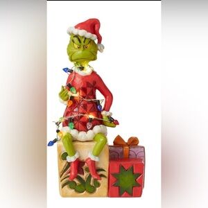 Jim Shores Grinch on Christmas Presents Figurine with Lights